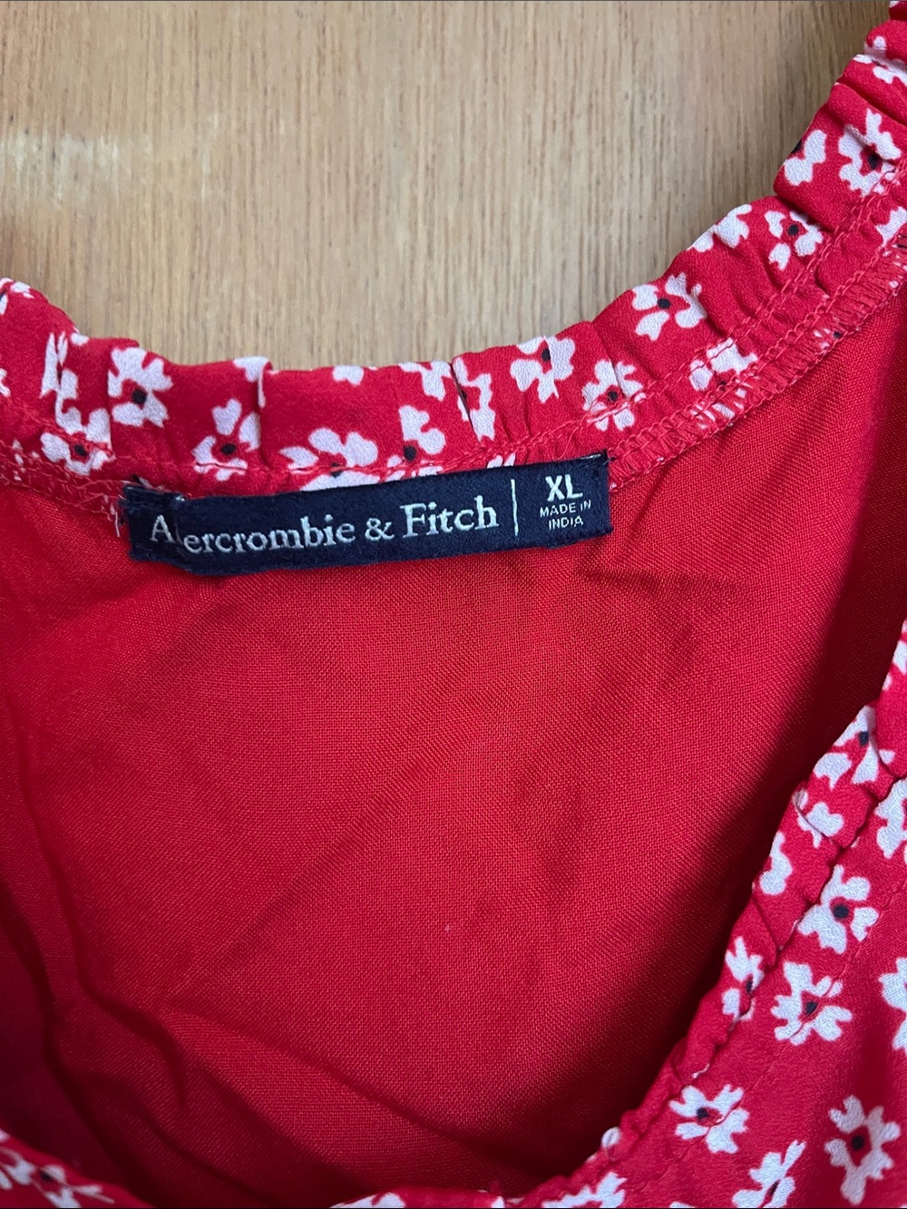 Abercrombie & Fitch Red Mini Dress with White Floral Print - Picture 2 of 2